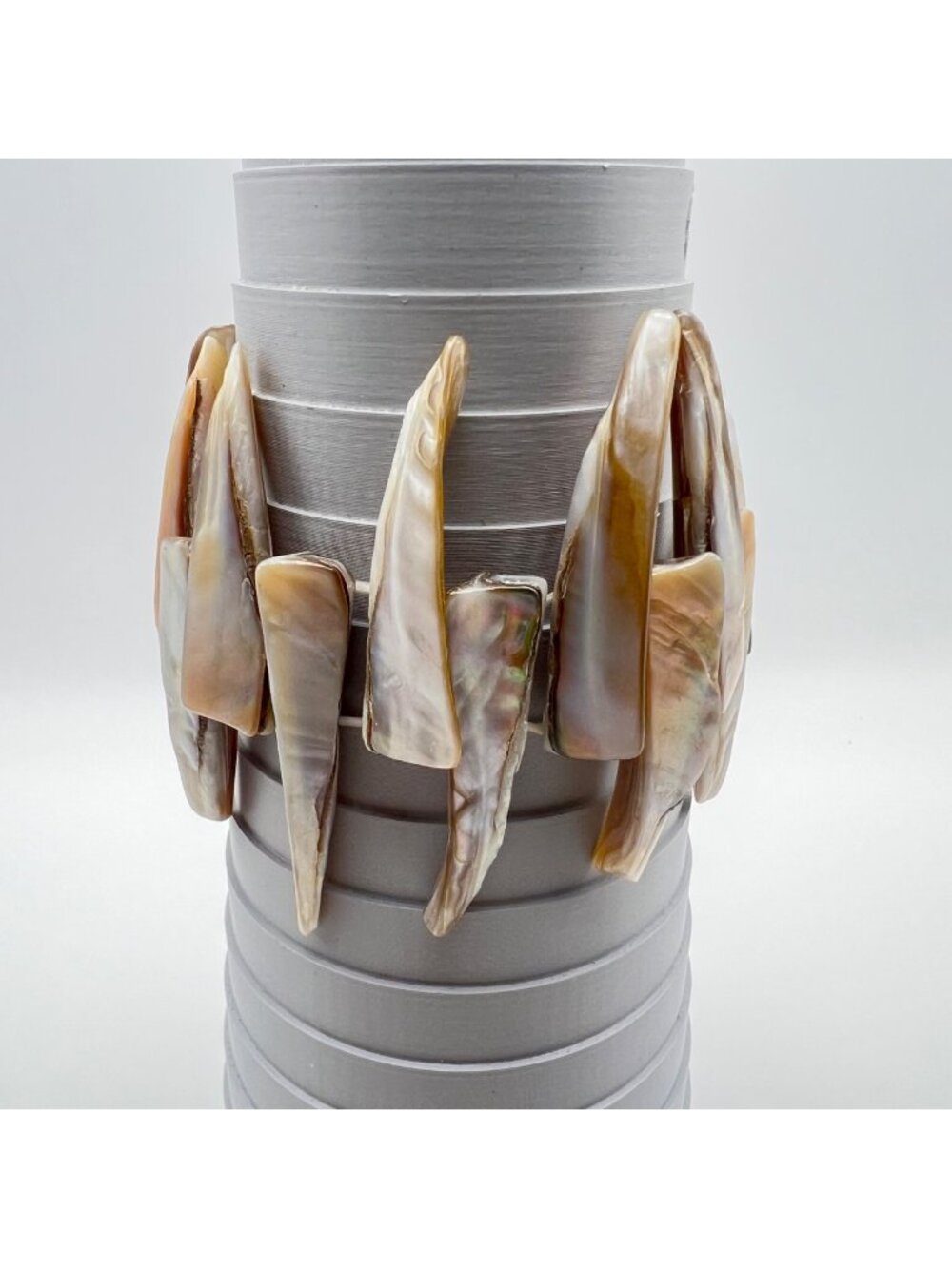 Mother Of Pearl Shell Shard Stretch Bracelet Chunky Boho Statement MOP 6.5-8.5"